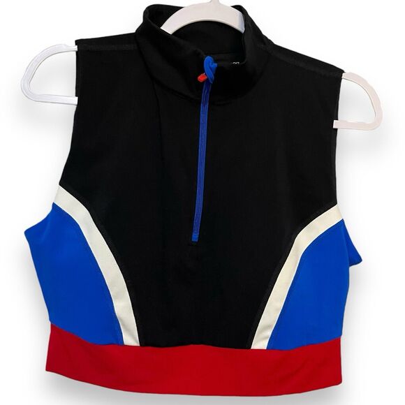 Sports Illustrated Crop Top Sports Bra Womens XXL Workout Cycling Colorblock NEW - Picture 1 of 9